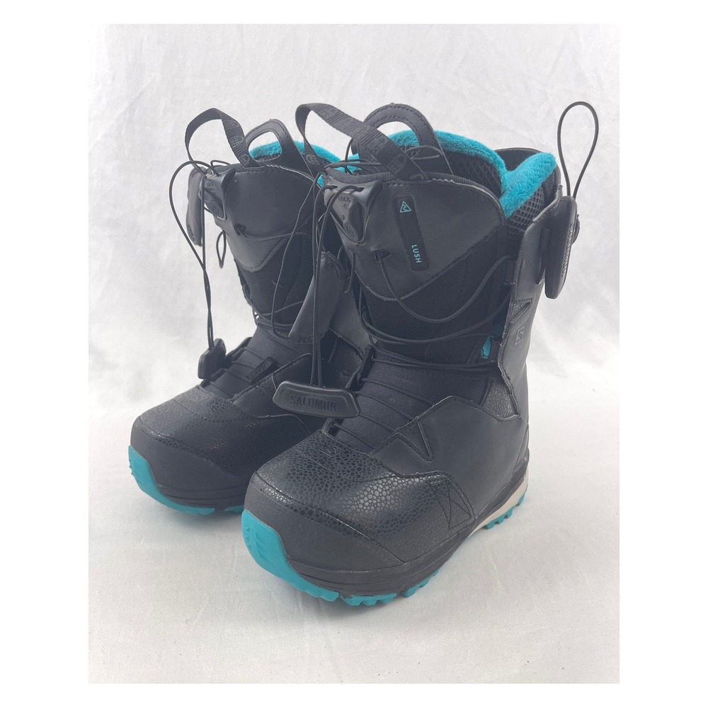 Salomon Lush Snowboard Boots Womens Black Teal Boa System Size 7.5